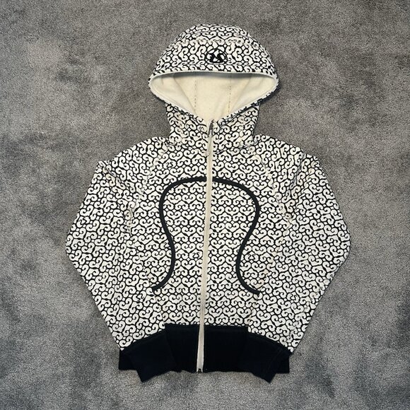 Lululemon Scuba Hoodie Women’s Size 6 Black White Swirl Full Zip - Picture 1 of 8